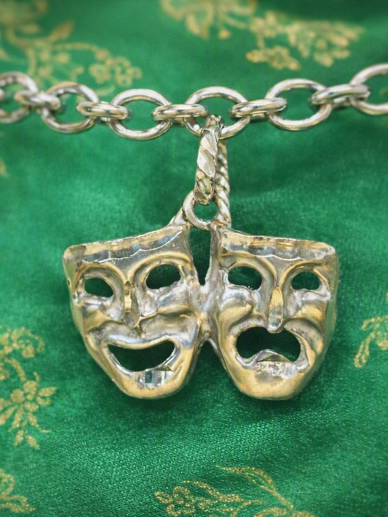 Other - 925 Sterling Silver Comedy & Tragedy Mask Charm – 1” Theatrical Pendant